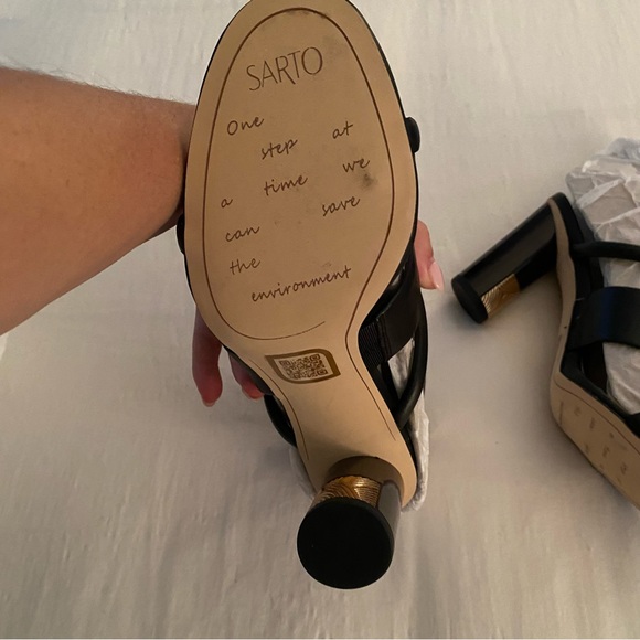 Franco Sarto Olliglad black heel sandals NIB size 8 - Picture 5 of 9
